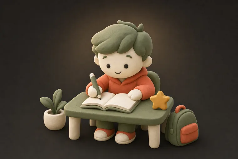 Do homework — ChoreCred clay illustration