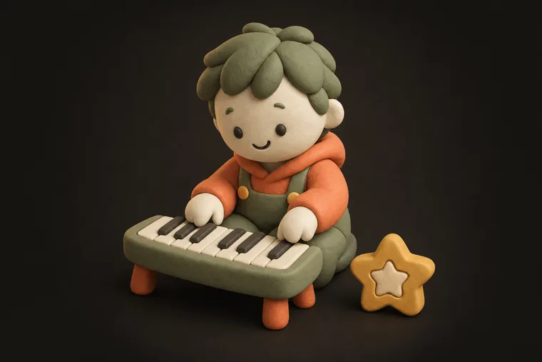 Practice music — ChoreCred clay illustration