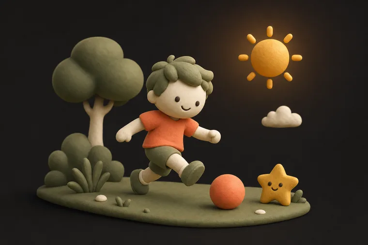Play outside 30 min — ChoreCred clay illustration