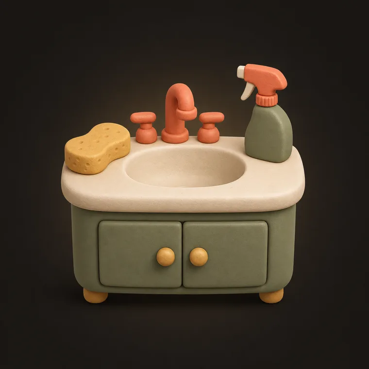 Clean the bathroom — ChoreCred clay illustration