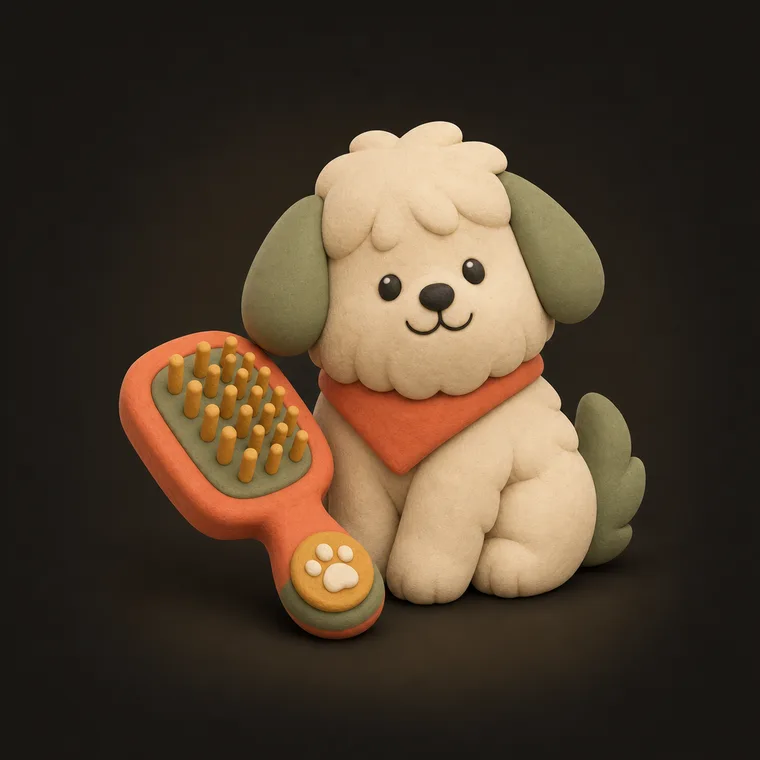 Brush the pet — ChoreCred clay illustration