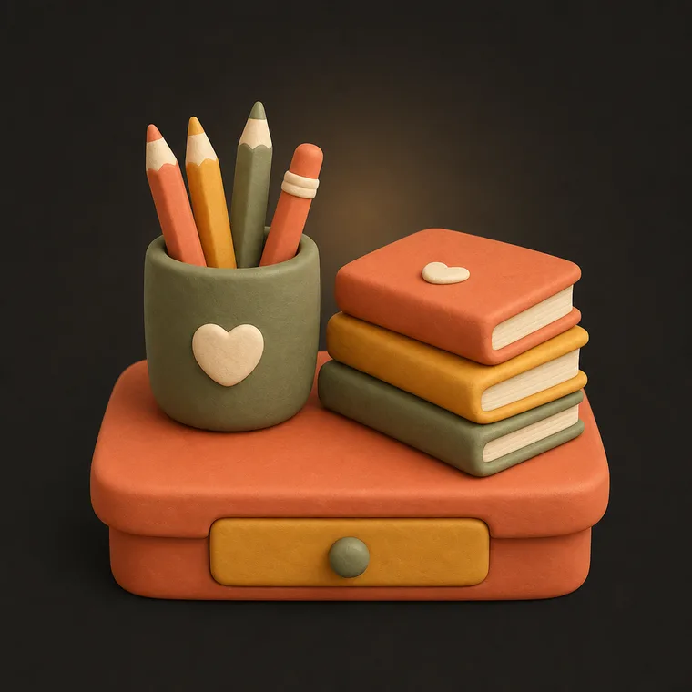 Tidy the desk — ChoreCred clay illustration