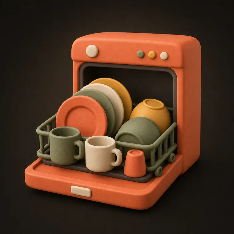Load the dishwasher — ChoreCred clay illustration