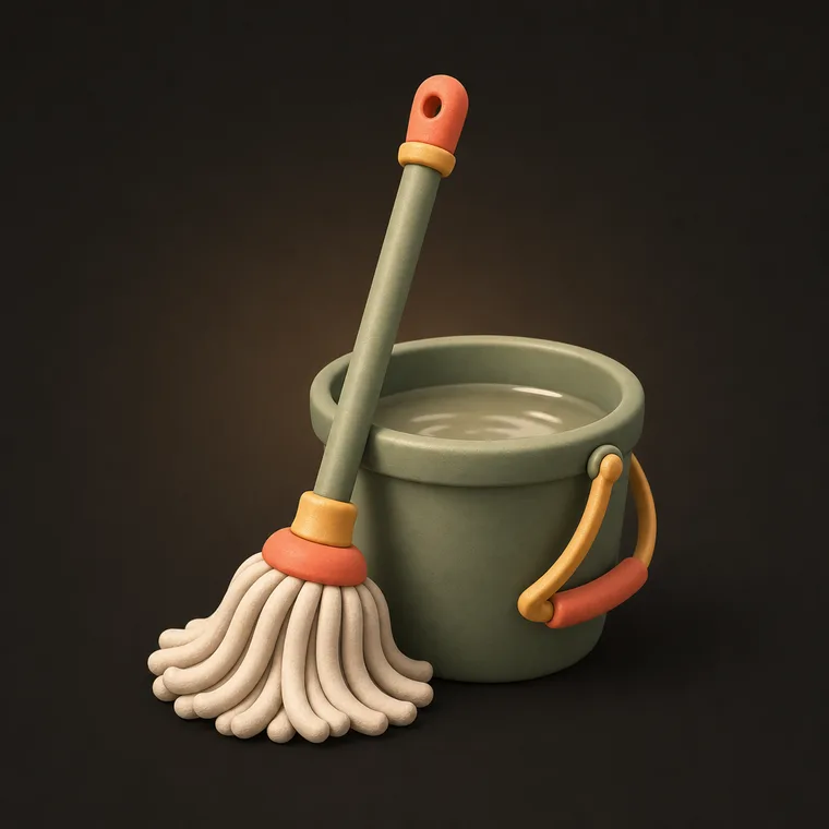 Mop the floor — ChoreCred clay illustration