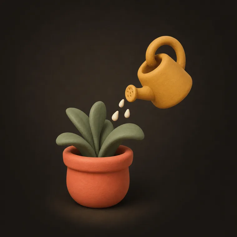 Water the plants — ChoreCred clay illustration