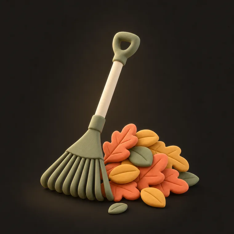 Rake leaves — ChoreCred clay illustration