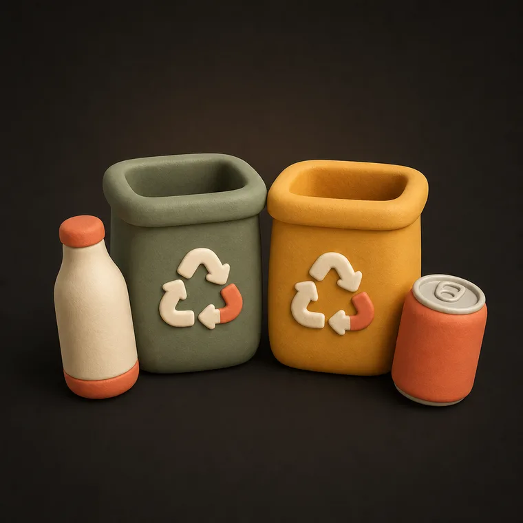 Sort recycling — ChoreCred clay illustration