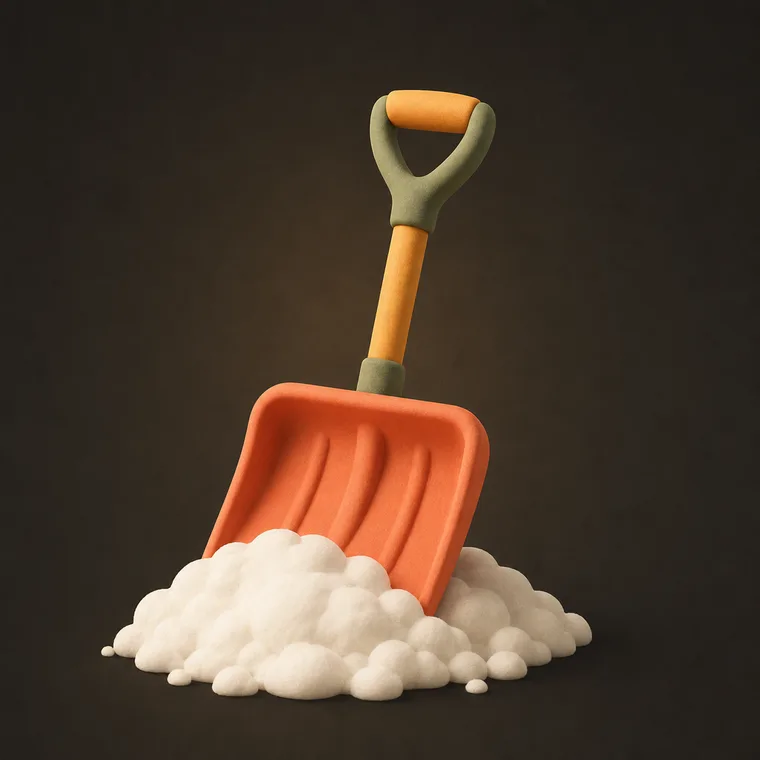Shovel snow — ChoreCred clay illustration
