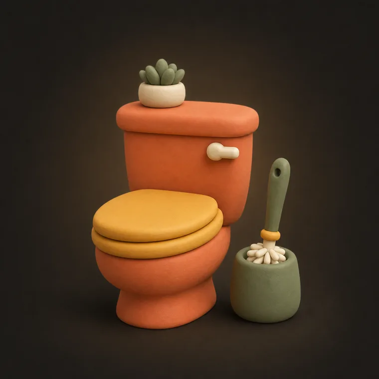 Clean the toilet — ChoreCred clay illustration