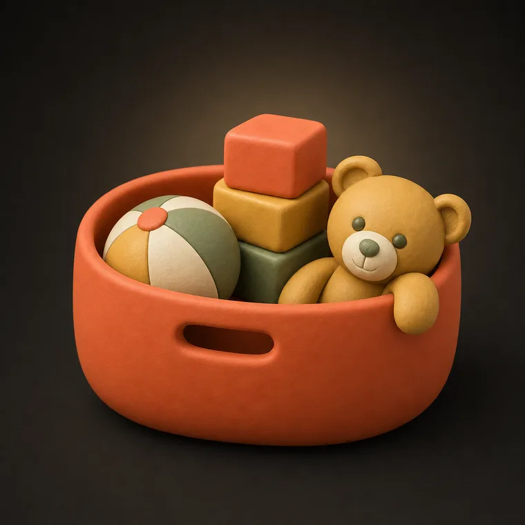 Tidy toys — ChoreCred clay illustration