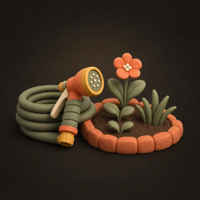 Water the garden — ChoreCred clay illustration