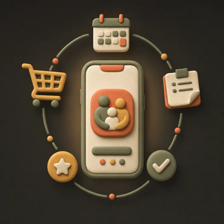 All-in-one app — ChoreCred clay illustration