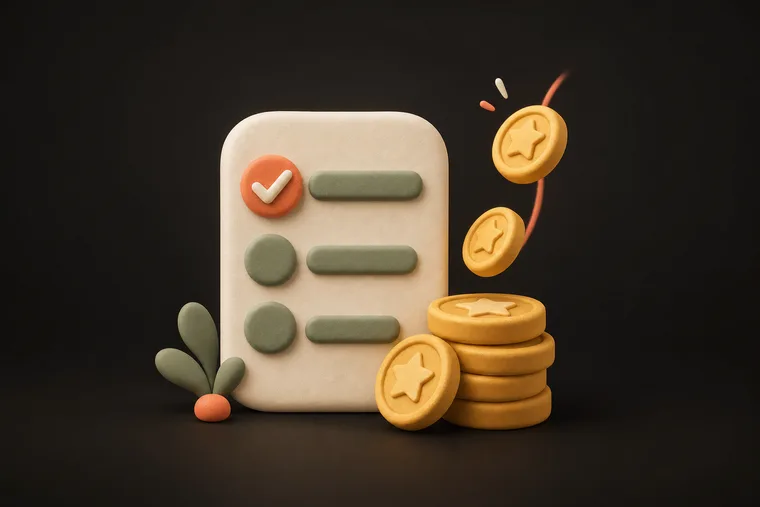 Chores & tokens — ChoreCred clay illustration
