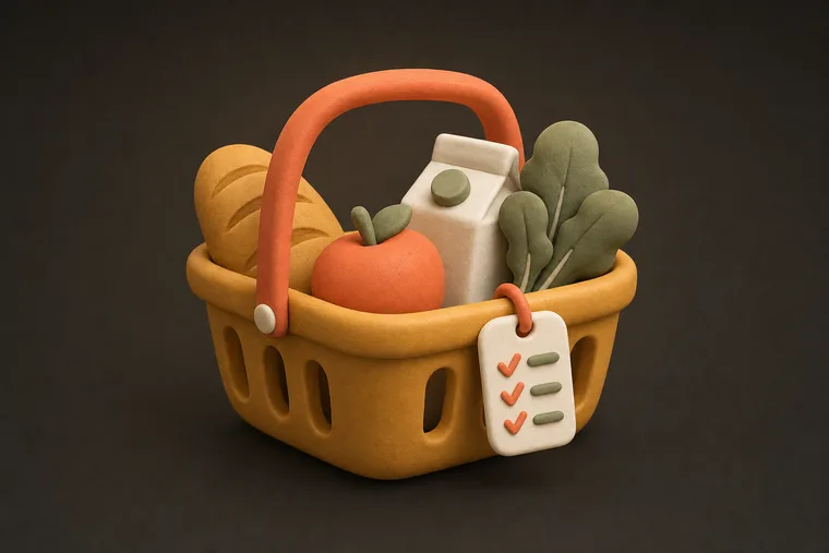 Grocery list — ChoreCred clay illustration