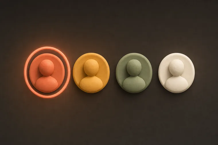 Profile switching — ChoreCred clay illustration