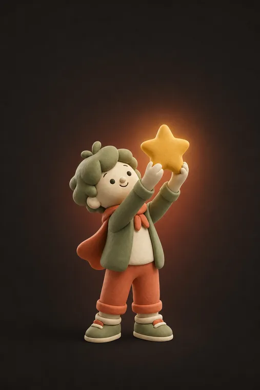 Kid launch screen — ChoreCred clay illustration