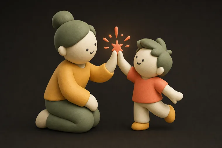 High-five — ChoreCred clay illustration