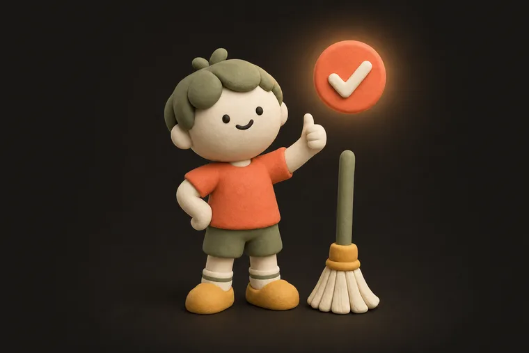 Proud kid — ChoreCred clay illustration