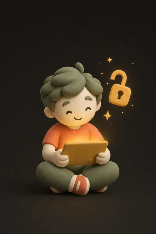 Screen time earned — ChoreCred clay illustration